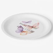 ピーチパープルラベンダー蝶誕生日 ペーパープレート (アングル)