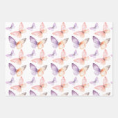 ピーチパープルラベンダー蝶誕生日 ラッピングペーパーシート (正面3)