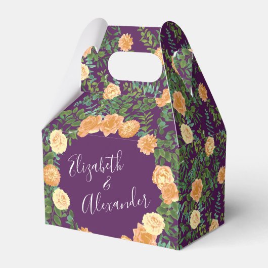 ピーチパープル結婚ズフローラバラ フェイバーボックス (正面サイド)