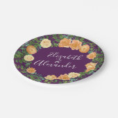 ピーチパープル結婚ズフローラバラ ペーパープレート (アングル)