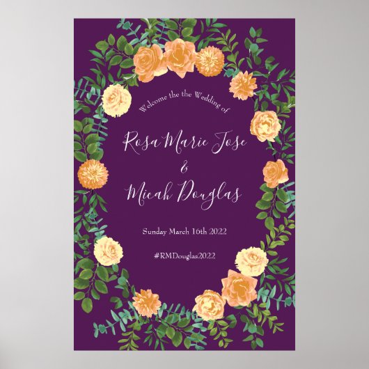 ピーチパープル結婚ズフローラバラ ポスター (正面)
