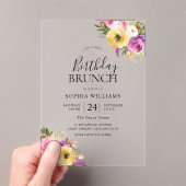 ピーチパープル赤面ウーマンズバースデーパーティーブランチ アクリル招待状 (インサイチュ (ポータブル))