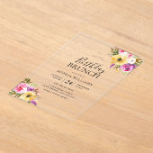 ピーチパープル赤面ウーマンズバースデーパーティーブランチ アクリル招待状 (レイダウン)
