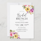 ピーチパープル赤面フローラブライダルシャワーブランチ 招待状 (正面)