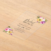 ピーチパープル赤面ブライダルシャワーブランチ アクリル招待状 (レイダウン)