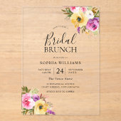 ピーチパープル赤面ブライダルシャワーブランチ アクリル招待状 (正面)