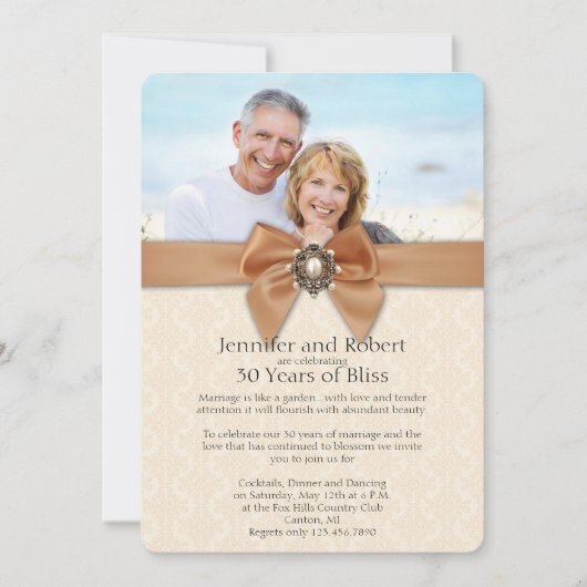 ピーチパール 30周年 結婚記念日 招待状 (正面)