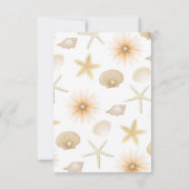 ピーチビーチシーシェルフラワーズモダンウェディングRSVP 招待状 (裏面)