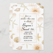 ピーチビーチシーシェル&フラワーズスイモダンート16 招待状 (正面/裏面)