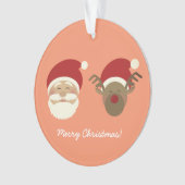 ピーチピンクかわいいサンタ&クリスマストナカイ オーナメント (正面)