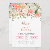 ピーチピンクとホワイトフローラ結婚式招待状 招待状 (正面/裏面)