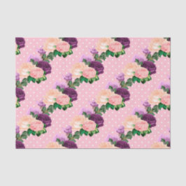 ピーチピンクとラベンダーパープルフローラ 薄葉紙