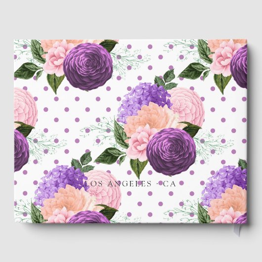 ピーチピンクとラベンダーパープル結婚フローラ ゲストブック (裏面)