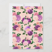 ピーチピンクとラベンダーパープル結婚フローラ セーブザデート (裏面)