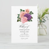 ピーチピンクとラベンダーパープル結婚フローラ 招待状 (スタンド正面)