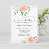 ピーチピンクと白エレガントキンセアニェラパーティー 招待状 (スタンド正面)
