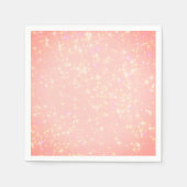 ピーチピンクと金ゴールド星輝くヴィンテージシック スタンダードカクテルナプキン (正面)