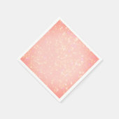 ピーチピンクと金ゴールド星輝くヴィンテージシック スタンダードカクテルナプキン (角)