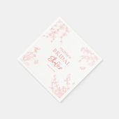 ピーチピンクのガーデンチノワジー ブライダルシャワー スタンダードカクテルナプキン (角)