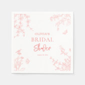 ピーチピンクのガーデンチノワゼリー ブライダルシャワー スタンダードカクテルナプキン (正面)