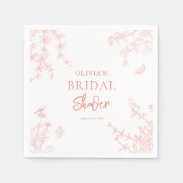 ピーチピンクのガーデンチノワゼリー ブライダルシャワー スタンダードカクテルナプキン