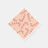 ピーチピンクのクリスマスキャンディカン スタンダードカクテルナプキン (角)