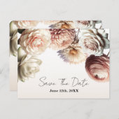 ピーチピンクのクリーム色の白い花デートを保存 案内ポストカード (正面/裏面)
