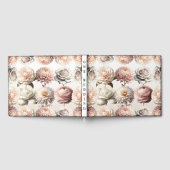 ピーチピンクのクリーム色の白い花結婚のフローラ ゲストブック (全面)