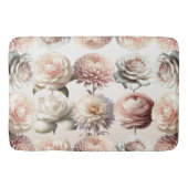 ピーチピンクのクリーム色の白い花結婚のフローラ バスマット (正面)