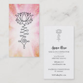 *~*ピーチピンクのスパークルロータス霊気の癒し 名刺 (正面/裏面)