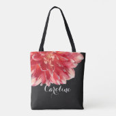 ピーチピンクのダリアの花のカスタマイズ トートバッグ (裏面)