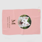 ピーチピンクのペットの写真パーソナライズされた ゴルフタオル (横)