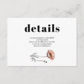 ピーチピンクのポピーの花QR結婚の詳細 エンクロージャーカード (正面)