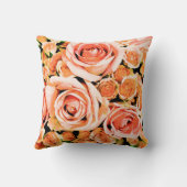 ピーチピンクのローズブーケ クッション (裏面)