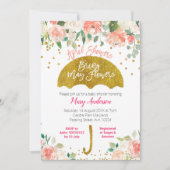 ピーチピンクの傘4月のシャワーが5月の花をもたらす 招待状 (正面)