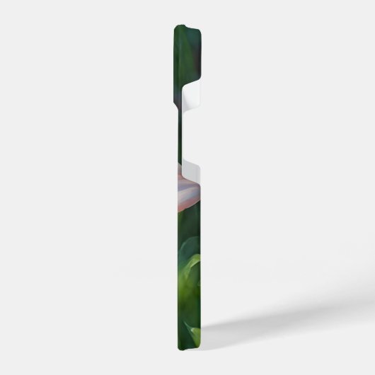 ピーチピンクの熱帯リリーブラワーアートフォンケース iPhoneケース (左側面)