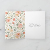 ピーチピンクの花の誕生日 カード (内部)