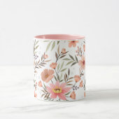ピーチピンクの花柄ボタニカルマグカップ マグカップ (中央)