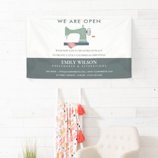 ピーチピンクの裁縫機テーラーリオープン 横断幕 (インサイチュ)