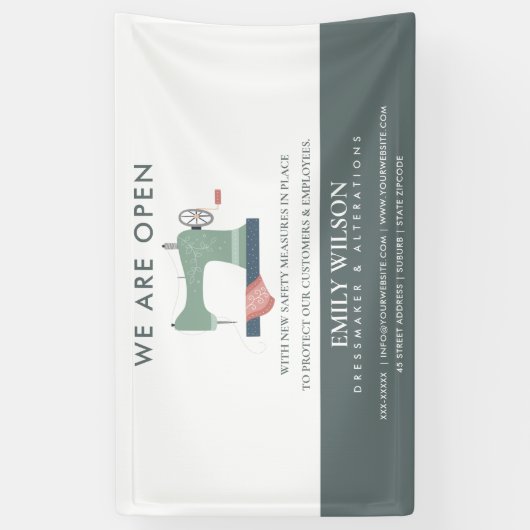 ピーチピンクの裁縫機テーラーリオープン 横断幕 (縦)