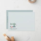 ピーチピンクの裁縫機仕立屋 ノートカード (正面/裏面インサイチュ)