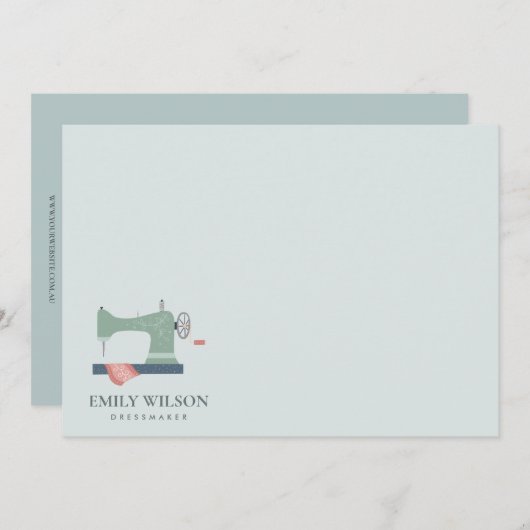 ピーチピンクの裁縫機仕立屋 ノートカード (正面/裏面)