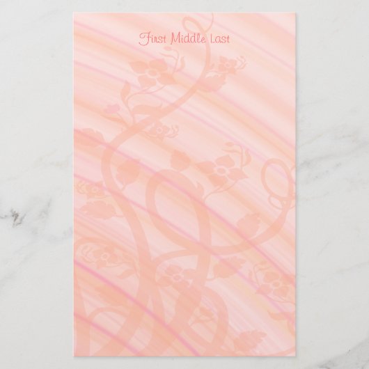 ピーチピンクらせん状花パーソナライズされたテンプレート 便箋 (正面)