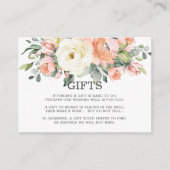 ピーチピンクアイボリーホワイトフローラズ結婚ウィッシングウェル エンクロージャーカード (正面)