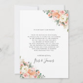 ピーチピンクアイボリーホワイトフローラリース結婚ズフォト サンキューカード (裏面)