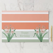 ピーチピンクアンドグリーンストライプ紙ランチョンマット ペーパーパッド (インサイチュ)