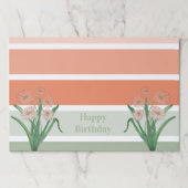 ピーチピンクアンドグリーンストライプ紙ランチョンマット ペーパーパッド (正面)