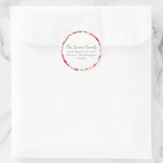 ピーチピンクイエローウォーターカラーフローラバルミツワー ラウンドシール (バッグ)