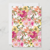 ピーチピンクイエローウォーターカラーフローラブライダルシャワー 招待状 (裏面)