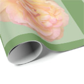 ピーチピンクイエローローズデザインオングリーンバックグラウンド ラッピングペーパー (ロールコーナー)